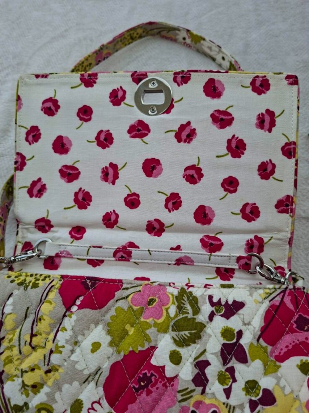 Vera Bradley Quilted Cotton Make Me Blush Floral Shoulder Bag - Picture 7 of 14